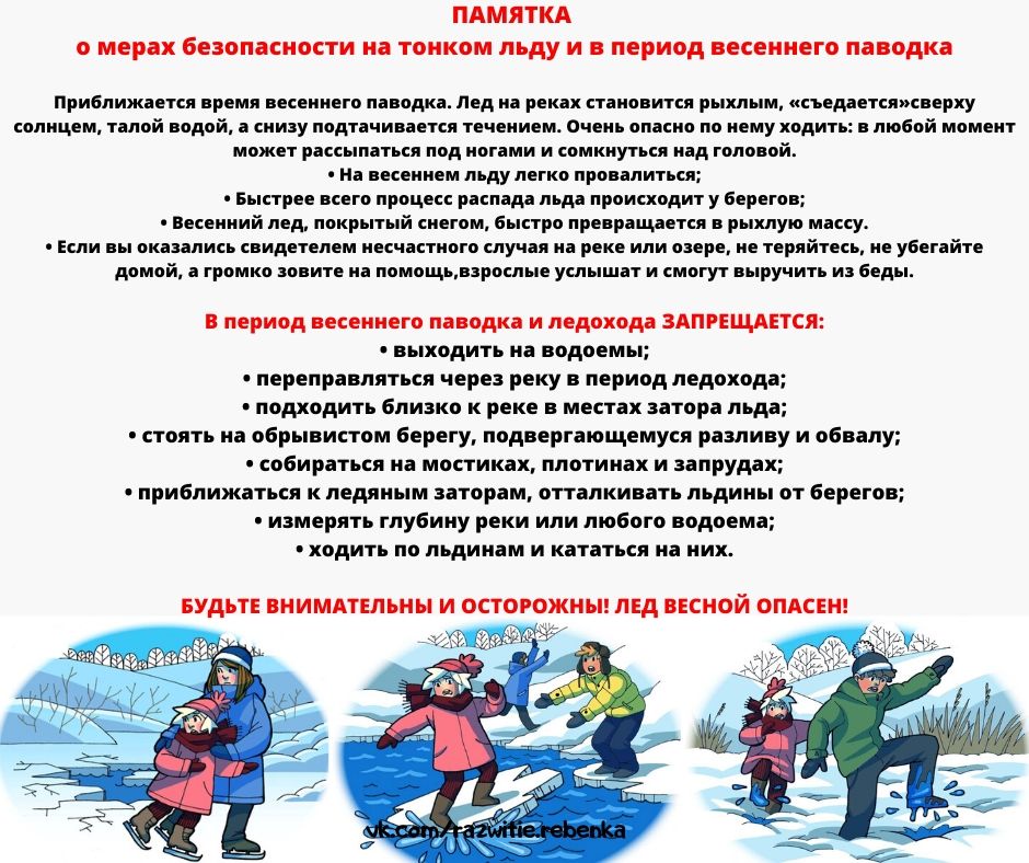 План мероприятий по безопасному поведению детей на водных объектах в осенне зимне весенний период